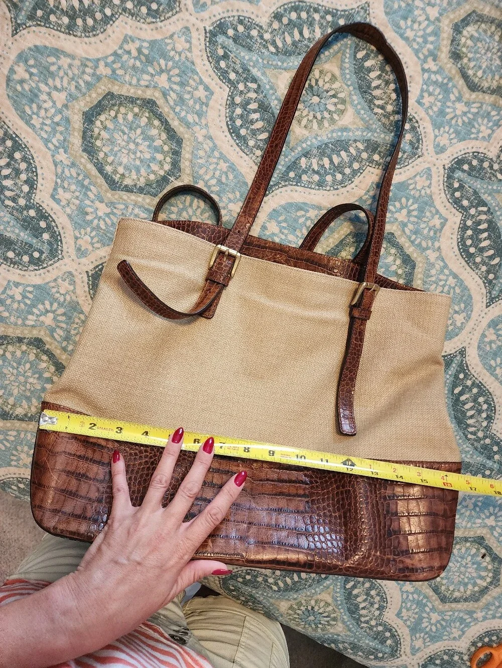 Will Leather Goods The Field Canvas & Croc Leather Tote Bag